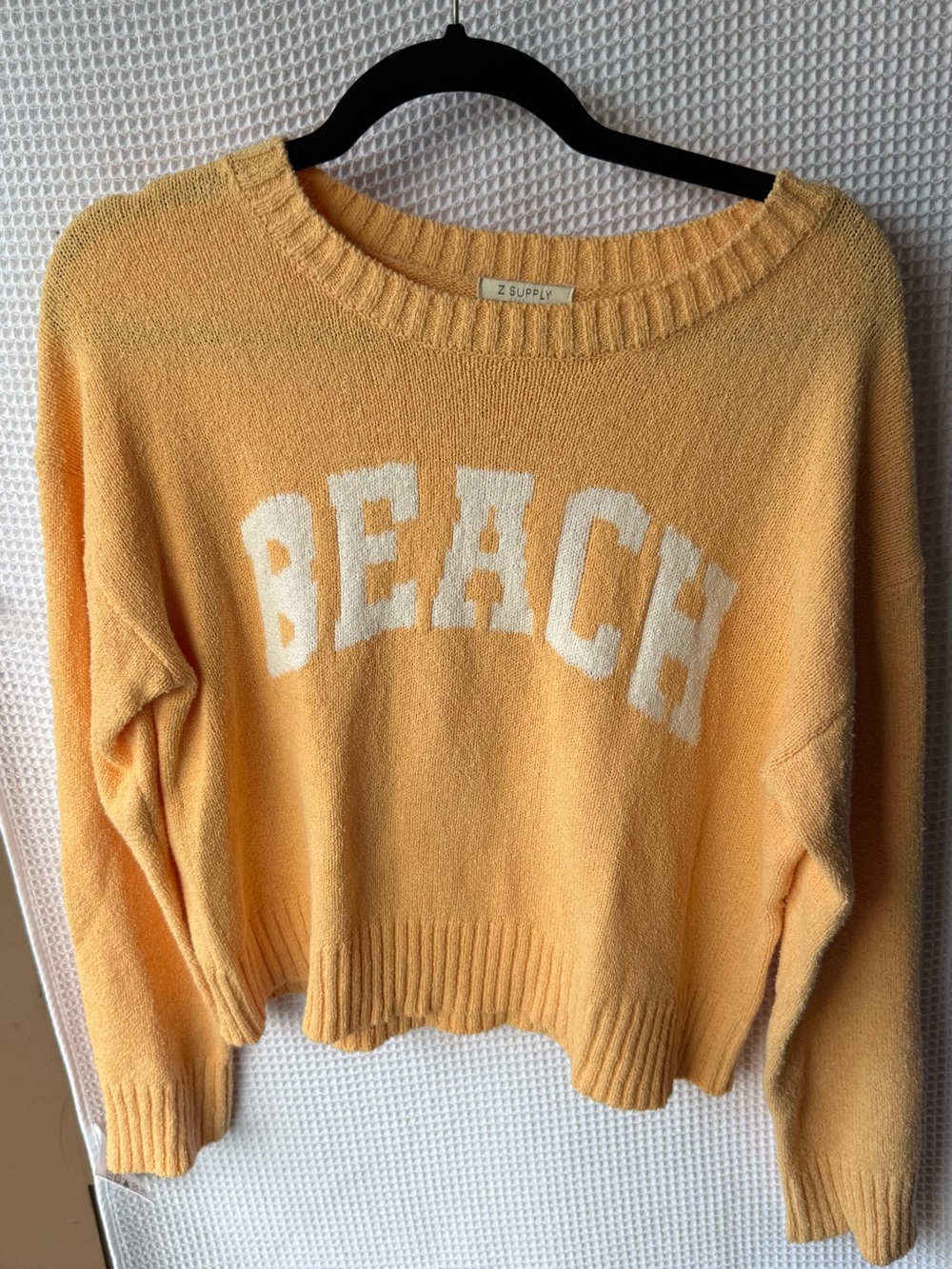 Z Supply Sorbet Orange 'BEACH' Crop Crewneck Sweater
